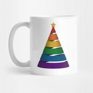 Large Spiral LGBTQ Pride Rainbow Christmas Tree Vector Mug